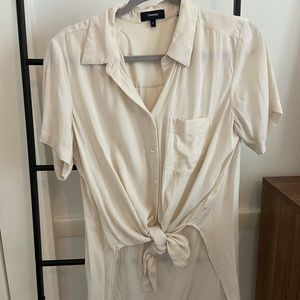 Theory button down tied blouse